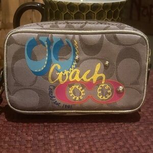 Coach Poppy Glam Graffiti mini card phone camera holder wristlet